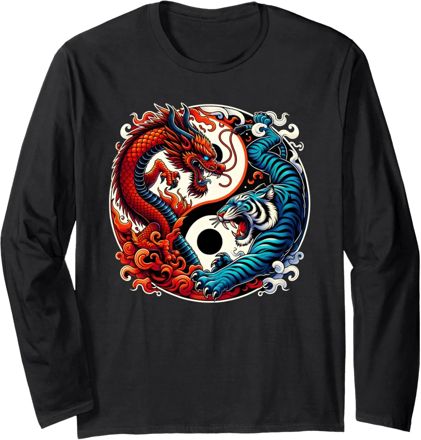 Dragon & Tiger Yin Yang Power Long Sleeve T-Shirt