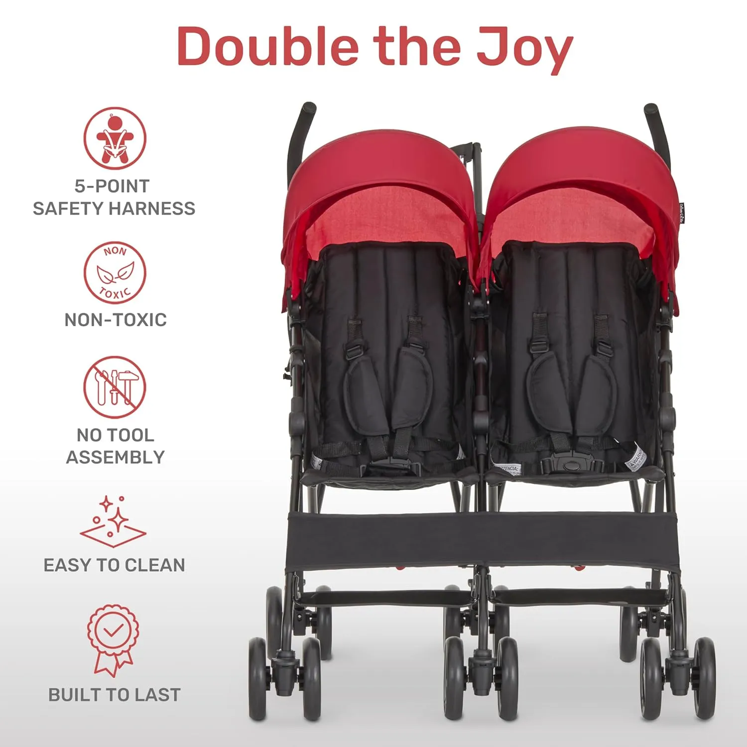 Dream On Me Twin Venture Umbrella Stroller in Red