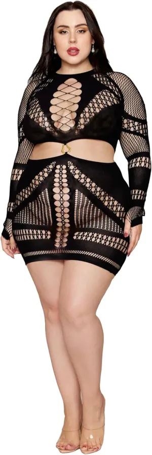 Dreamgirl Women's Plus Black Chemise, O/S Queen