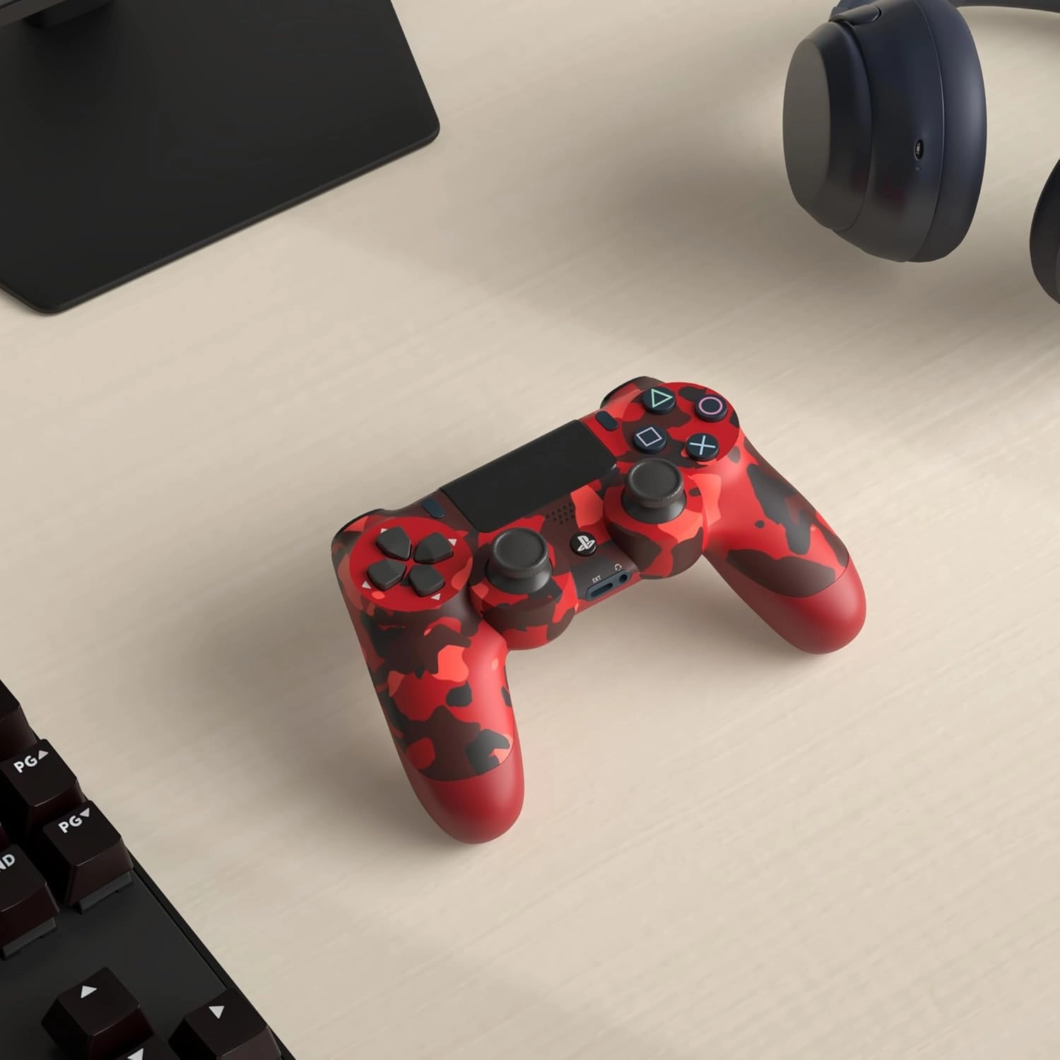 DualShock 4 Wireless Controller for PlayStation 4 - Red Camo (Renewed)