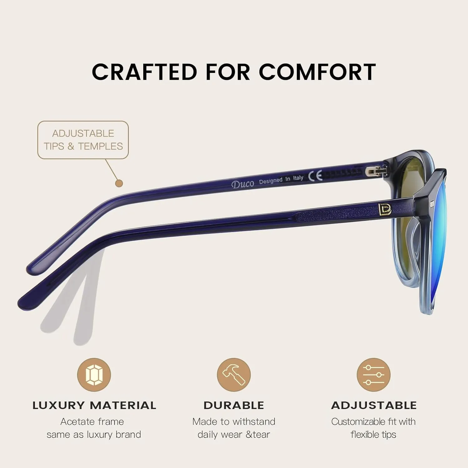 DUCO Polarized Sunglasses for Women Retro Round Women's Sunglasses Classic Vintage UV400 Shades DC1230