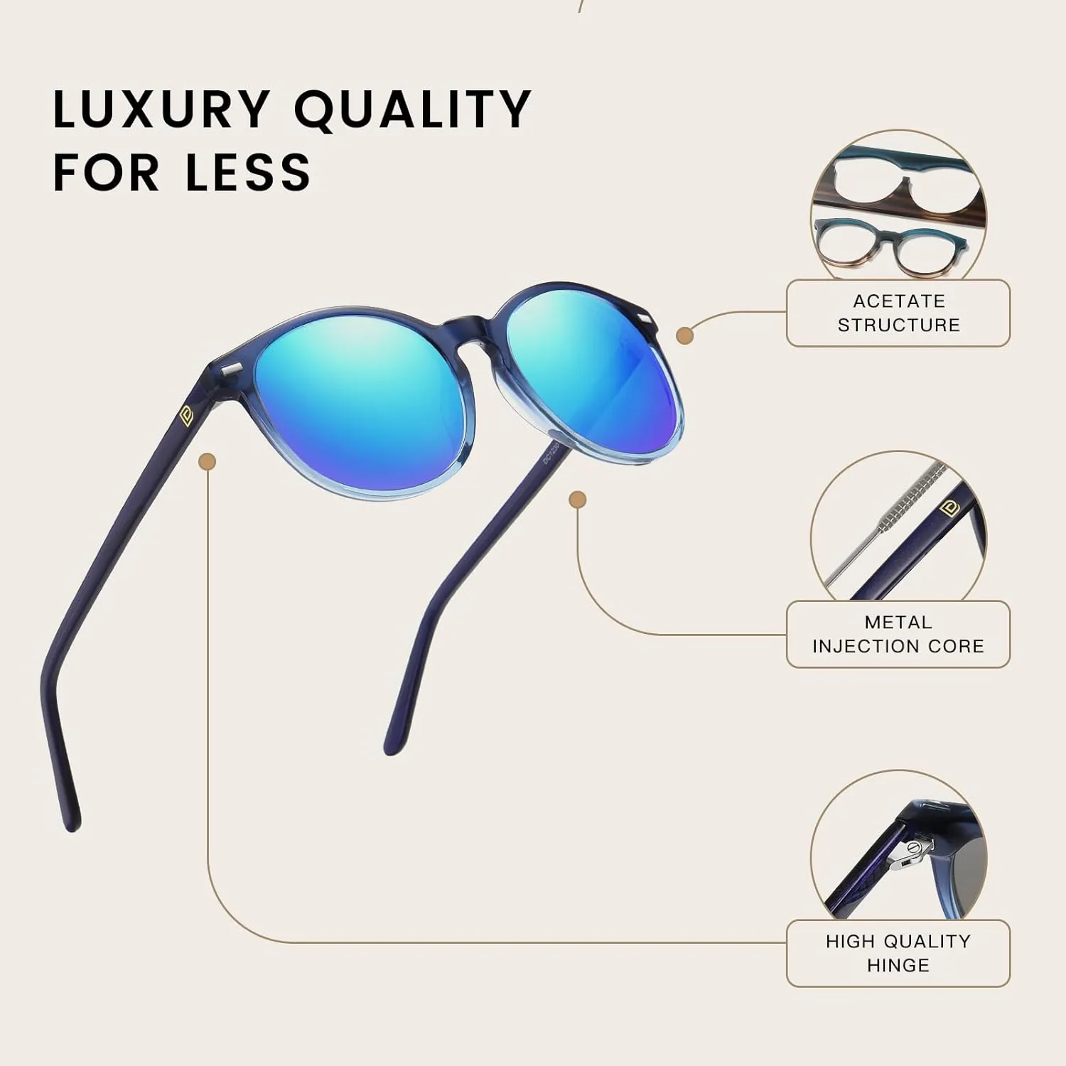 DUCO Polarized Sunglasses for Women Retro Round Women's Sunglasses Classic Vintage UV400 Shades DC1230