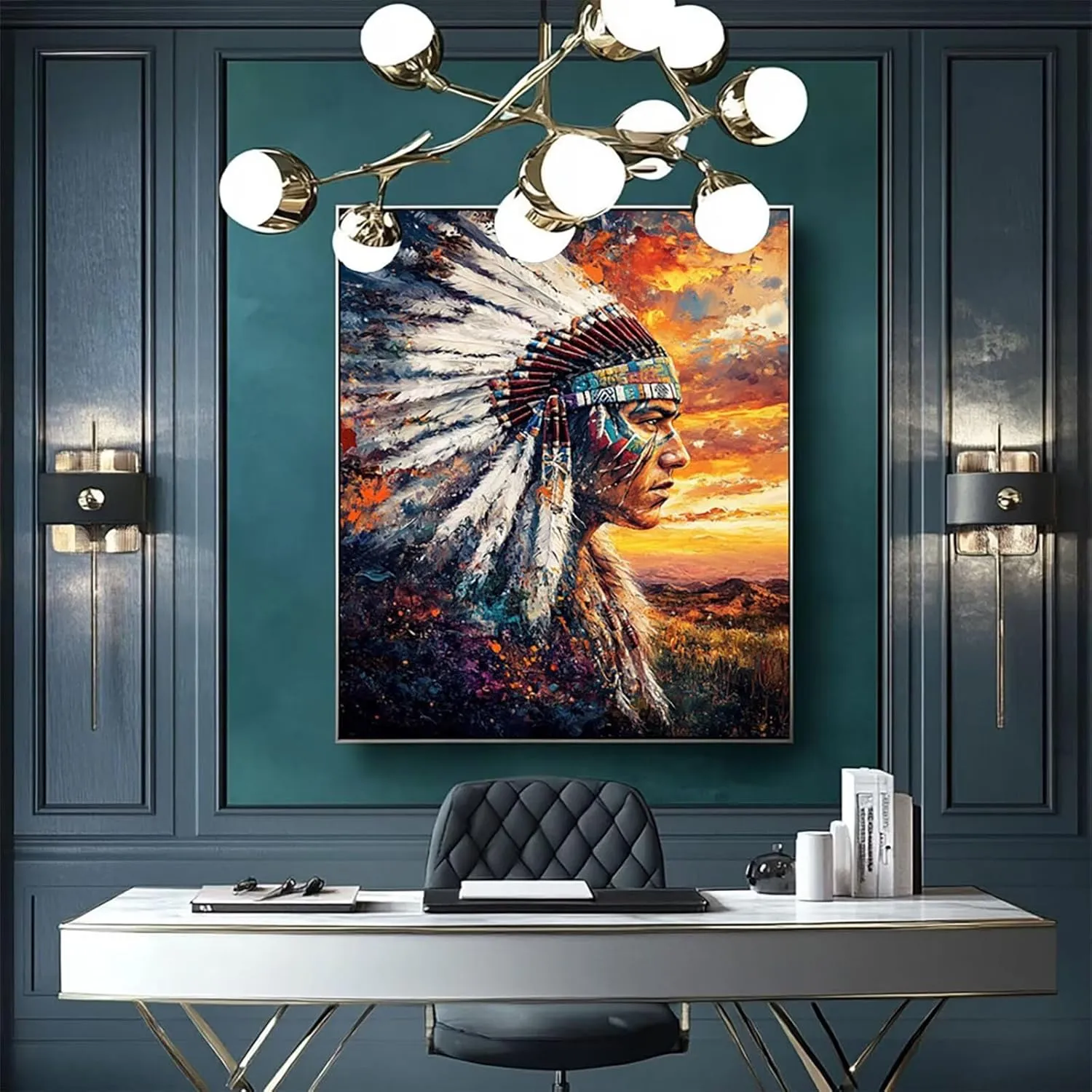 Dusk Diamond Art Kits for Adults, Square Full Drill Paint by Nmbers, Crystal Gem Art Indian Diamond Painting, Rhinestones Cross Stitch Embroidery Kit, Crafts for adults, Gifts 14 x 20Inch Model-14968