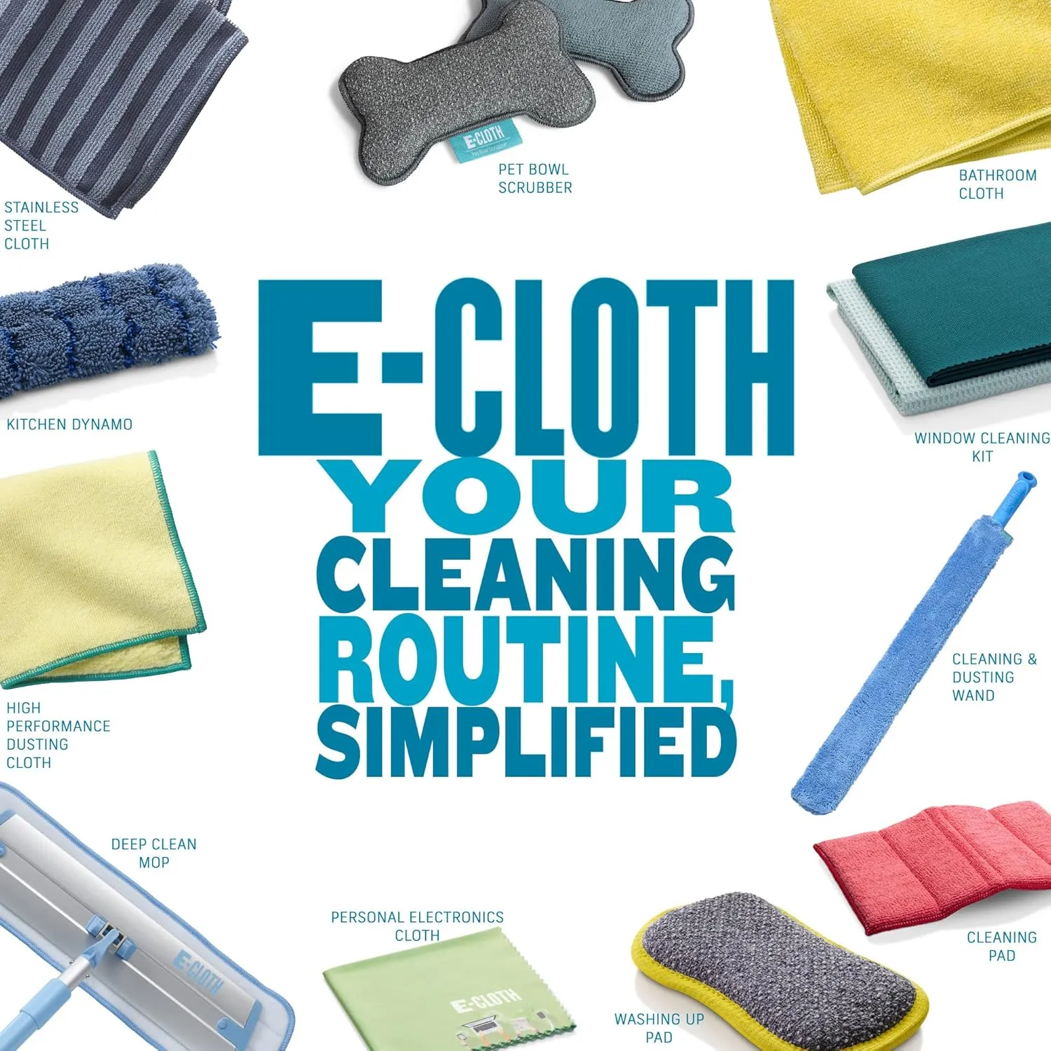 E-Cloth Glass & Polishing Cloths, Premium Microfiber Glass Cleaner, Great for Windows, Glass and Mirrors, Washable and Reusable, 100 Wash Guarantee, Alaskan Blue, 2 Pack