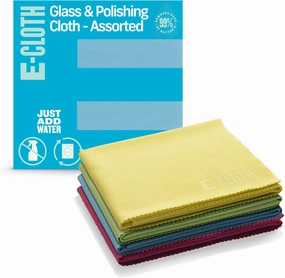 E-Cloth Polishing Microfiber Cleaning Cloth - Glass and Window Polishing Towel - Cleaning Towels for Cars, Windows, & More - 4-Pack