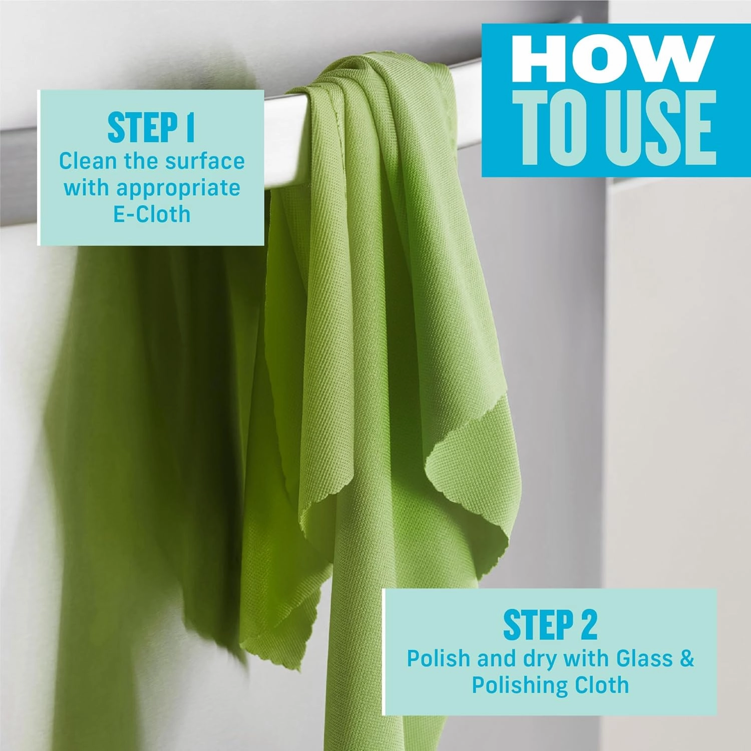 E-Cloth Polishing Microfiber Cleaning Cloth - Glass and Window Polishing Towel - Cleaning Towels for Cars, Windows, & More - 4-Pack