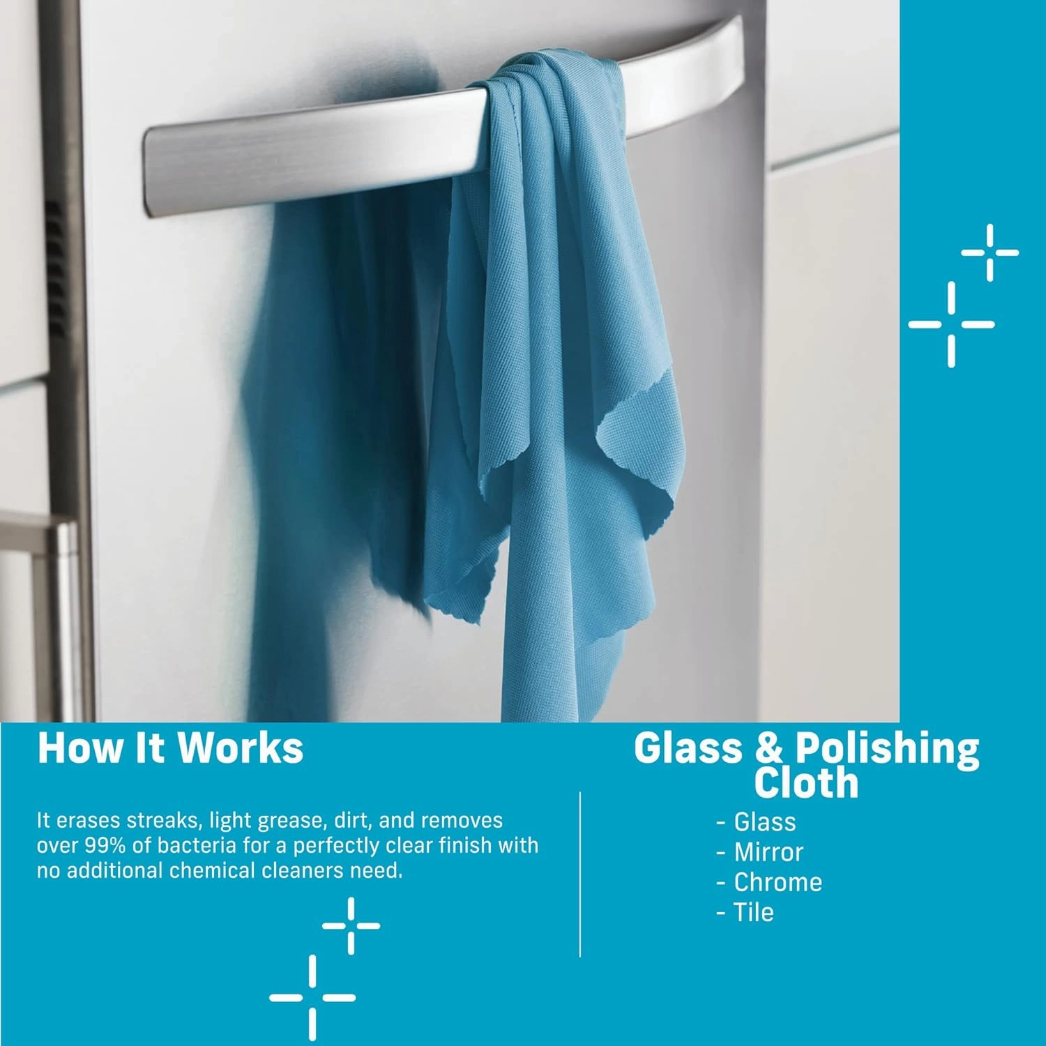 E-Cloth Polishing Microfiber Cleaning Cloth - Glass and Window Polishing Towel - Cleaning Towels for Cars, Windows, & More - 4-Pack