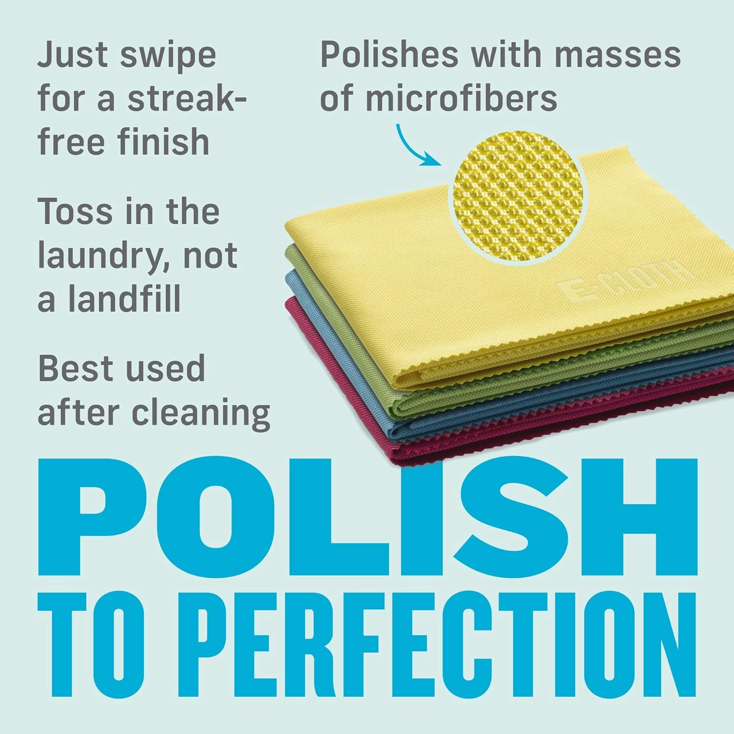 E-Cloth Polishing Microfiber Cleaning Cloth - Glass and Window Polishing Towel - Cleaning Towels for Cars, Windows, & More - 4-Pack
