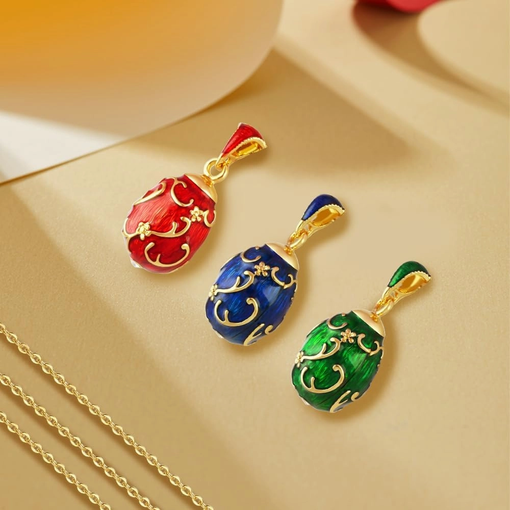 Easter Vintage Enamel Handmade Egg Pendant Necklace 2025 Gift For Women