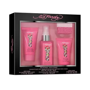 Ed Hardy Women's Perfume Fragrance Set, Body Wash, Body Lotion, Body Mist & Bath Fizz, 4 Piece Set
