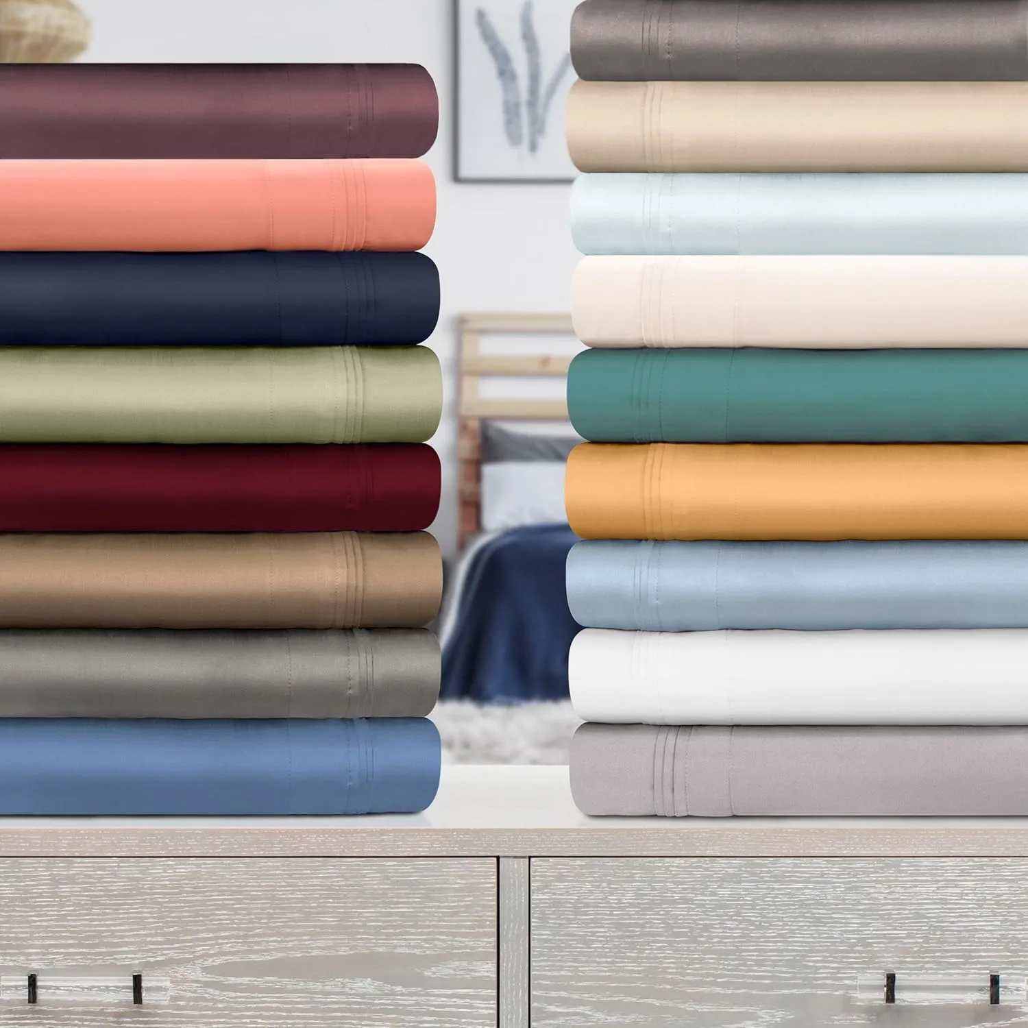 Egyptian Cotton Sheet Set - 1000-Thread Count Egyptian Cotton Solid California King Sheet Set with 18” Deep Pocket - Luxury High Thread Count Sheet Set, California King Gold