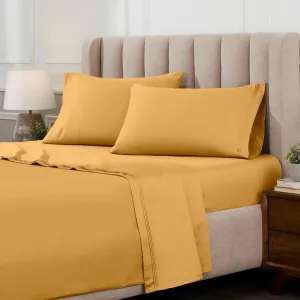 Egyptian Cotton Sheet Set - 1000-Thread Count Egyptian Cotton Solid California King Sheet Set with 18” Deep Pocket - Luxury High Thread Count Sheet Set, California King Gold