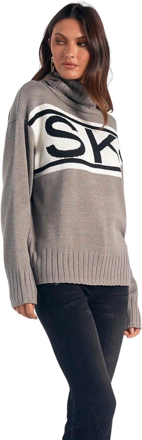 ELAN Women's SKI Graphic Pullover Turtleneck Sweater