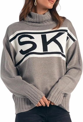 ELAN Women's SKI Graphic Pullover Turtleneck Sweater
