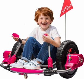 Electric Drift Kart with 16" Large Tyres, 360° Swivel Capability, Dual Lever Steering, 12V Ride On Toys for Boys and Girls from 3 Years Old, Awesome Drift Experience (Pink)