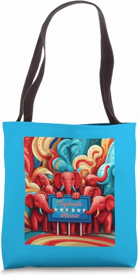 Elephants for Harris | Festive and Colorful Campaign Art Tote Bag