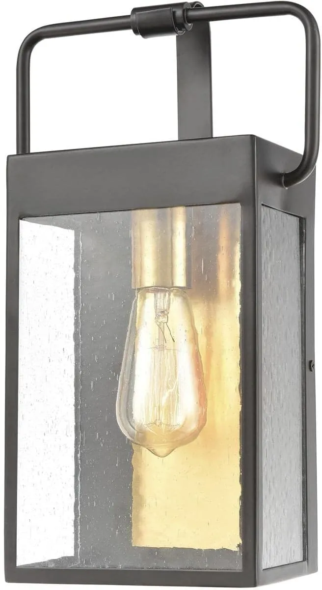 Elk Lighting 46681/1 Knowlton 1-Light Seedy Glass Sconce, Matte Black, Brushed Brass