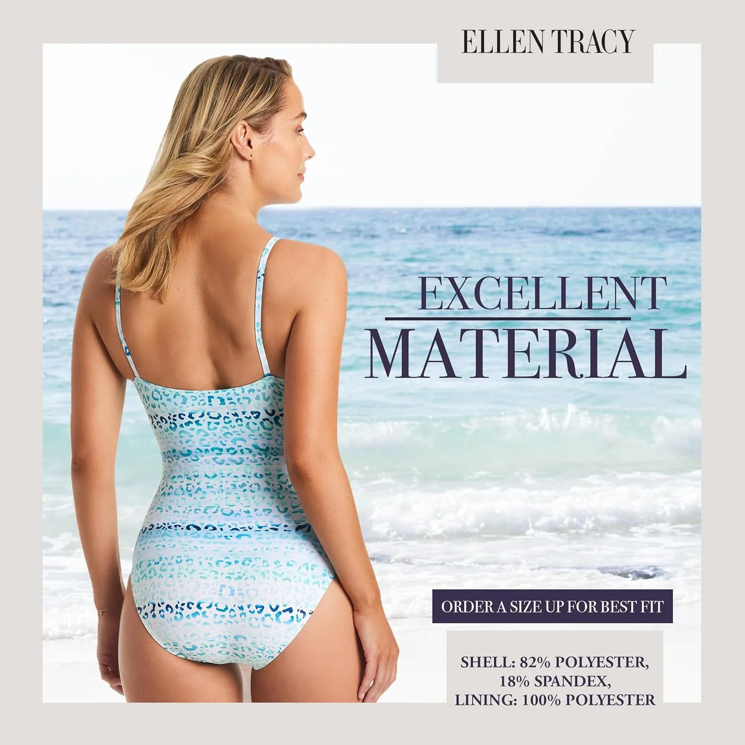ELLEN TRACY One Piece Swimsuit, High Neck Swimsuit with Keyhole Cutout and Pull On Closure, Over-The-Shoulder Straps