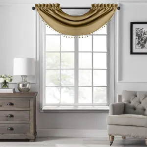 Elrene SunVeil Vanderbilt Beaded Waterfall Valance, 42" x 22", Gold