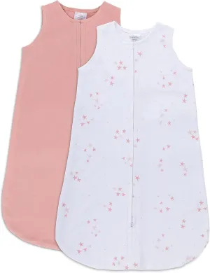 Ely's & Co. Baby Wearable Blanket - Cotton Sleep Sack 0-3,3-6, 6-12, 12-18 Months - 2 Pack Set for Baby Boy & Girl,Pink,Blue