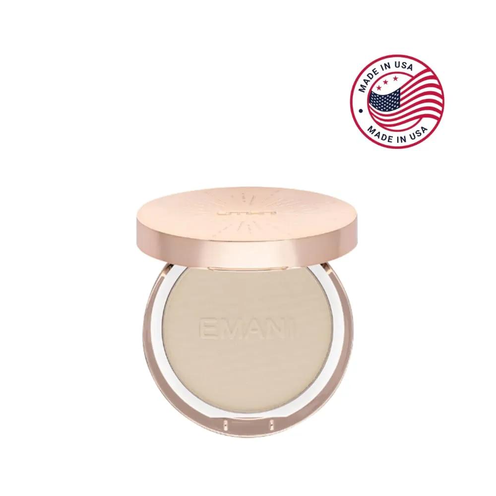 ​Emani​ Flawless Matte Powder Foundation Makeup for Sensitive Skin, Natural Mineral Foundation​ Compact with Buildable Coverage, ​Oil Control, Talc Free, ​Cruelty-Free & Vegan, Ginger