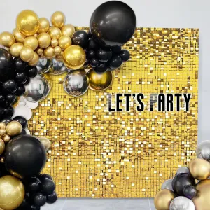 EMART Gold Shimmer Wall Backdrop, 12 Pcs Custom Sequin Panels, Glitter Decorations Background for Wedding Graduation Birthday Valentine Disco Anniversary