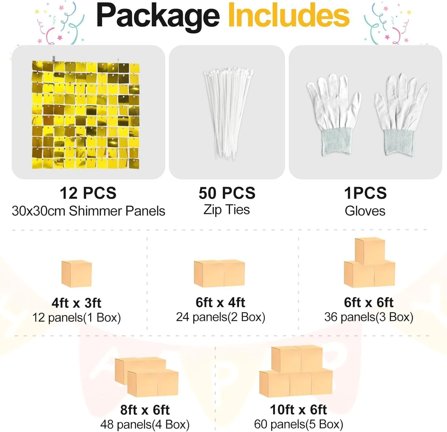 EMART Gold Shimmer Wall Backdrop, 12 Pcs Custom Sequin Panels, Glitter Decorations Background for Wedding Graduation Birthday Valentine Disco Anniversary