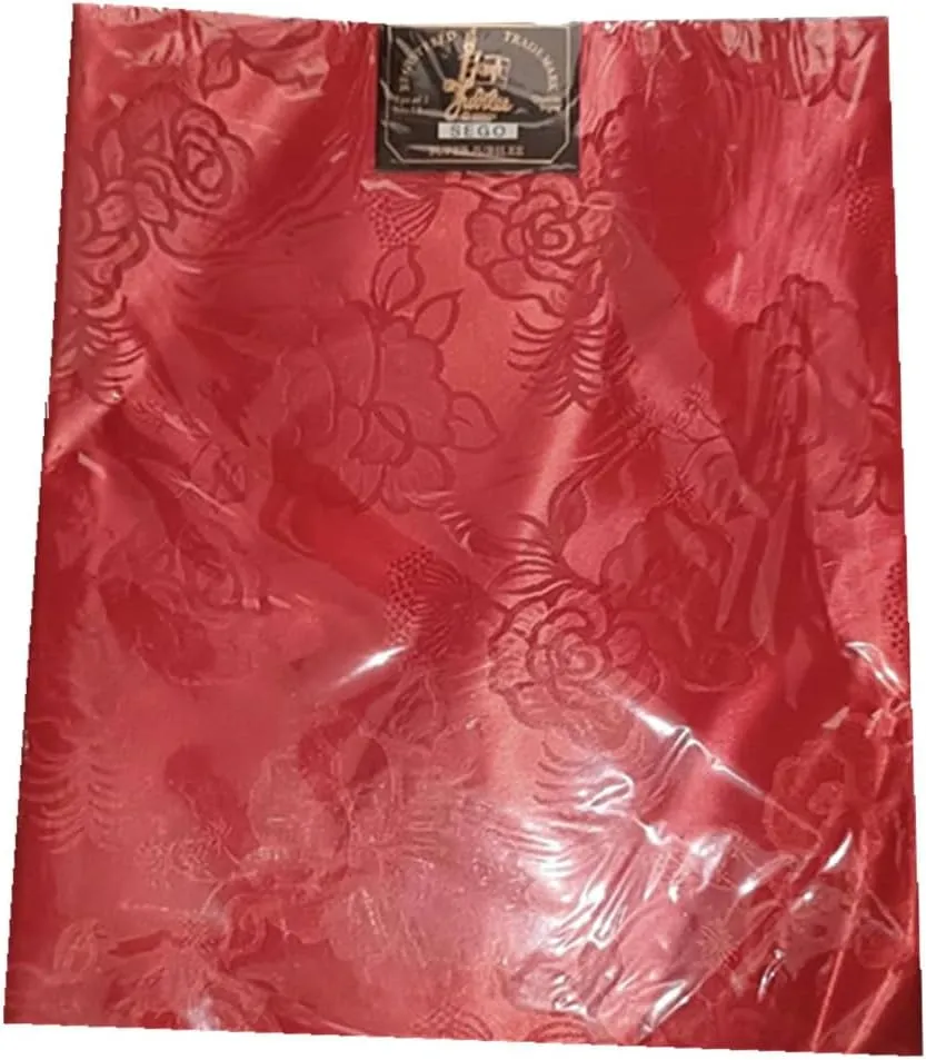 Embroidered African Sego Headties Gele Fabric 2pcs/Bag for Birthday Party. (red)
