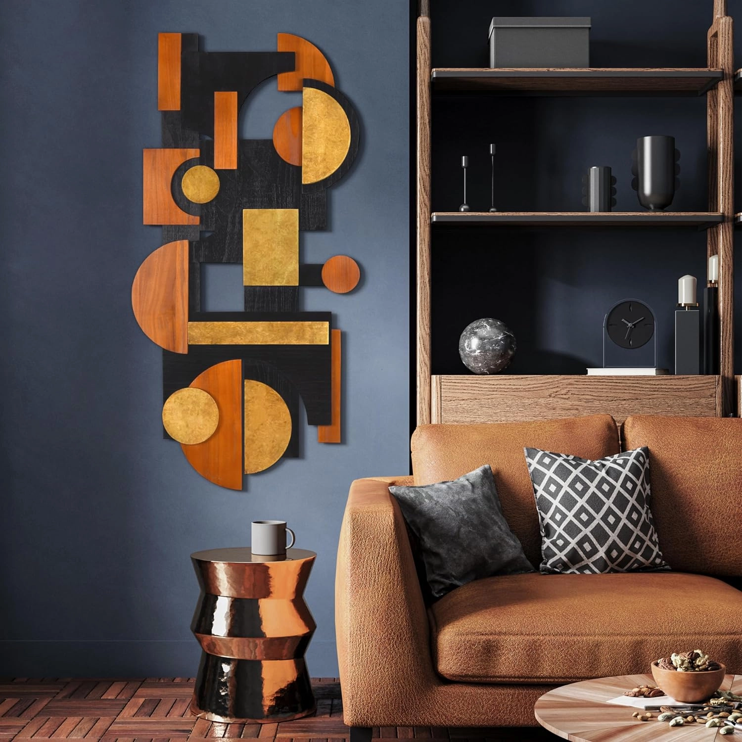 Empire Art Direct Amber Embraces I & II Hand Made & Hand Finished Dimensional Solid Wood Abstracts