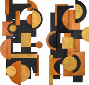Empire Art Direct Amber Embraces I & II Hand Made & Hand Finished Dimensional Solid Wood Abstracts