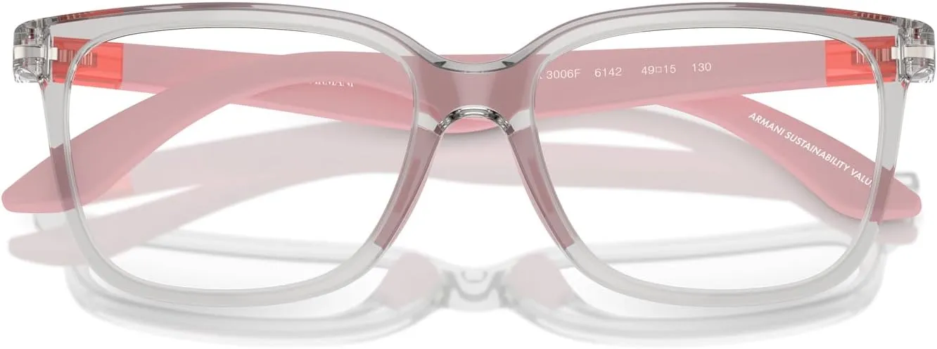 Emporio Armani Girls' Ek3006f Low Bridge Fit Square Prescription Eyewear Frames