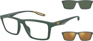 Emporio Armani Men's Ea4189u Universal Fit Prescription Eyewear Frames with Two Interchangeable Sun Clip-ons Rectangular