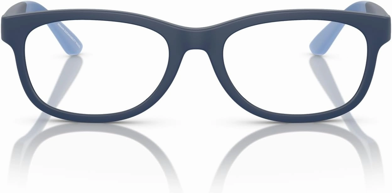 Emporio Armani Boys' EK3001 Square Prescription Eyewear Frames, Matte Blue/Demo Lens, 47 mm