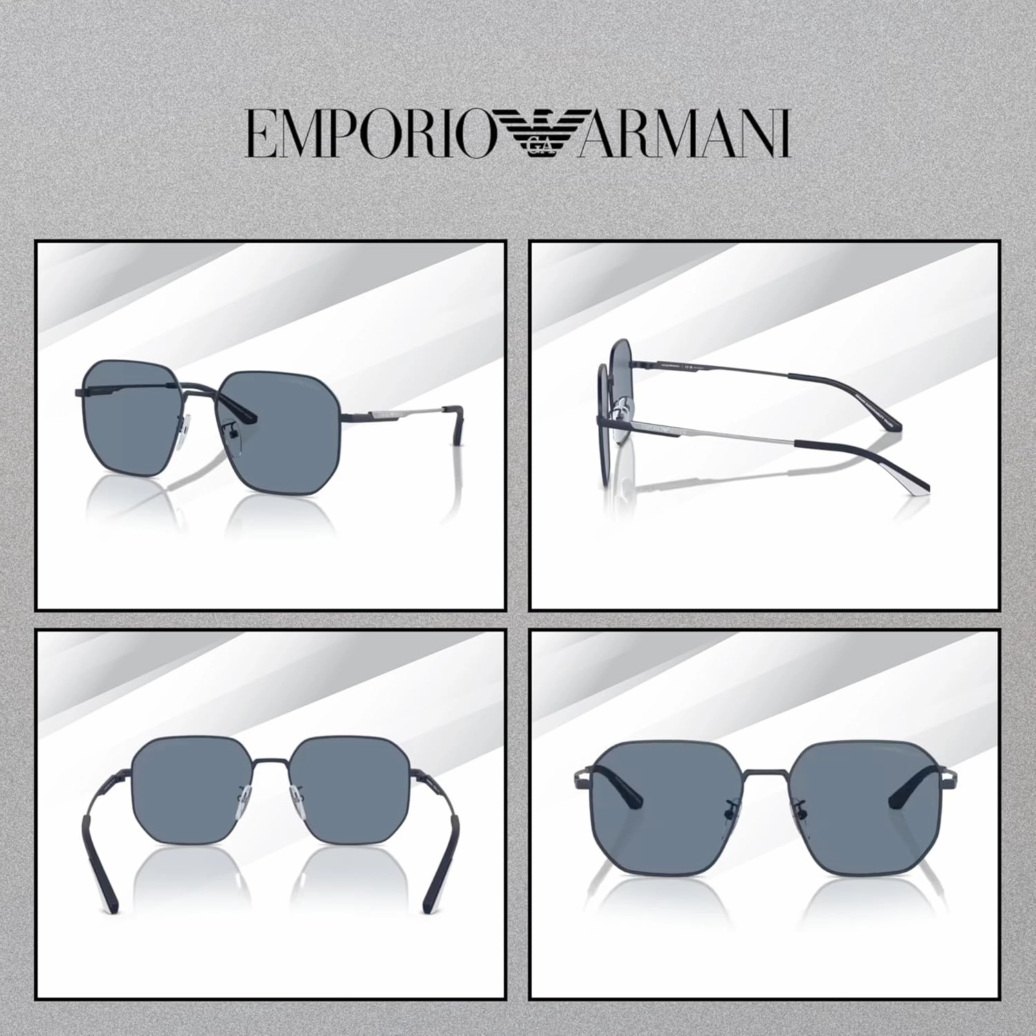 Emporio Armani EA2154D 57MM Pilot Sunglasses For Men   BUNDLE WIth Designer iWear Complimentary Eyewear Kit