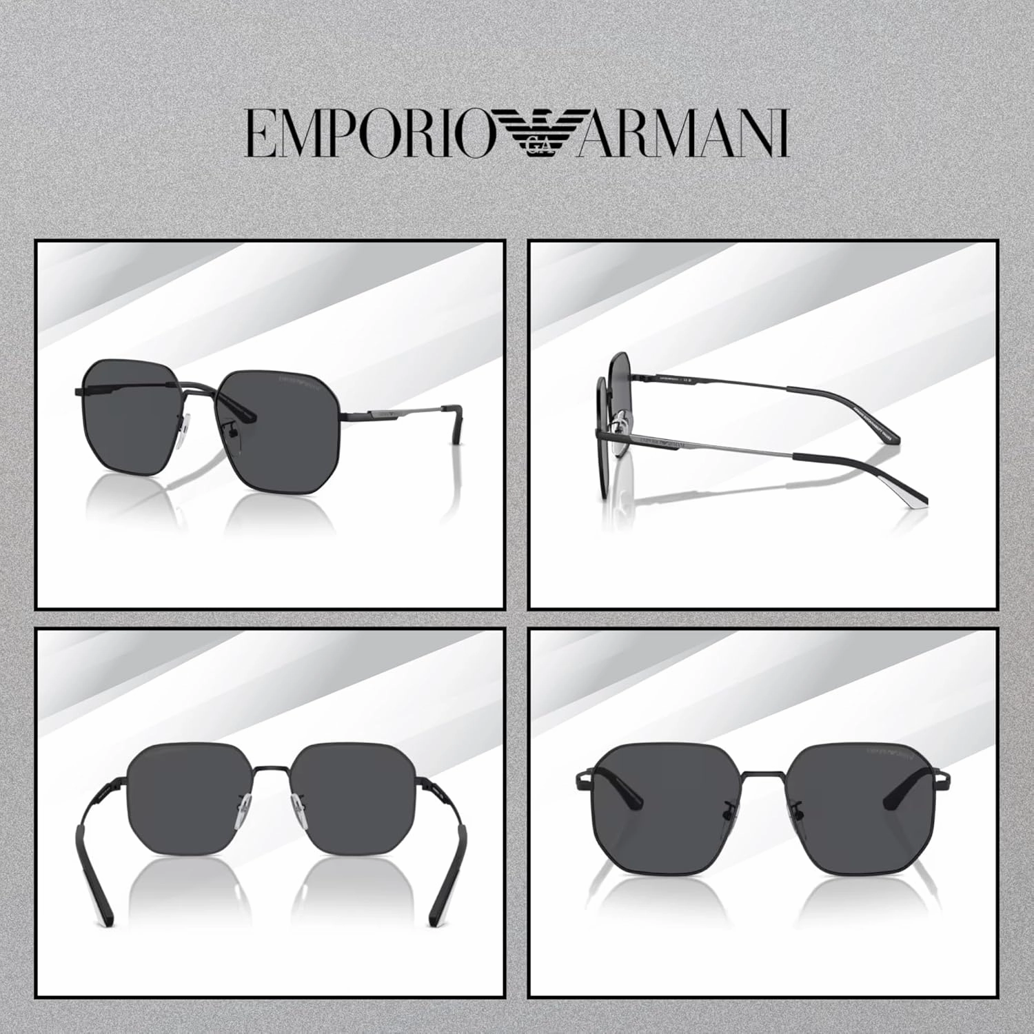 Emporio Armani EA2154D 57MM Pilot Sunglasses For Men   BUNDLE WIth Designer iWear Complimentary Eyewear Kit