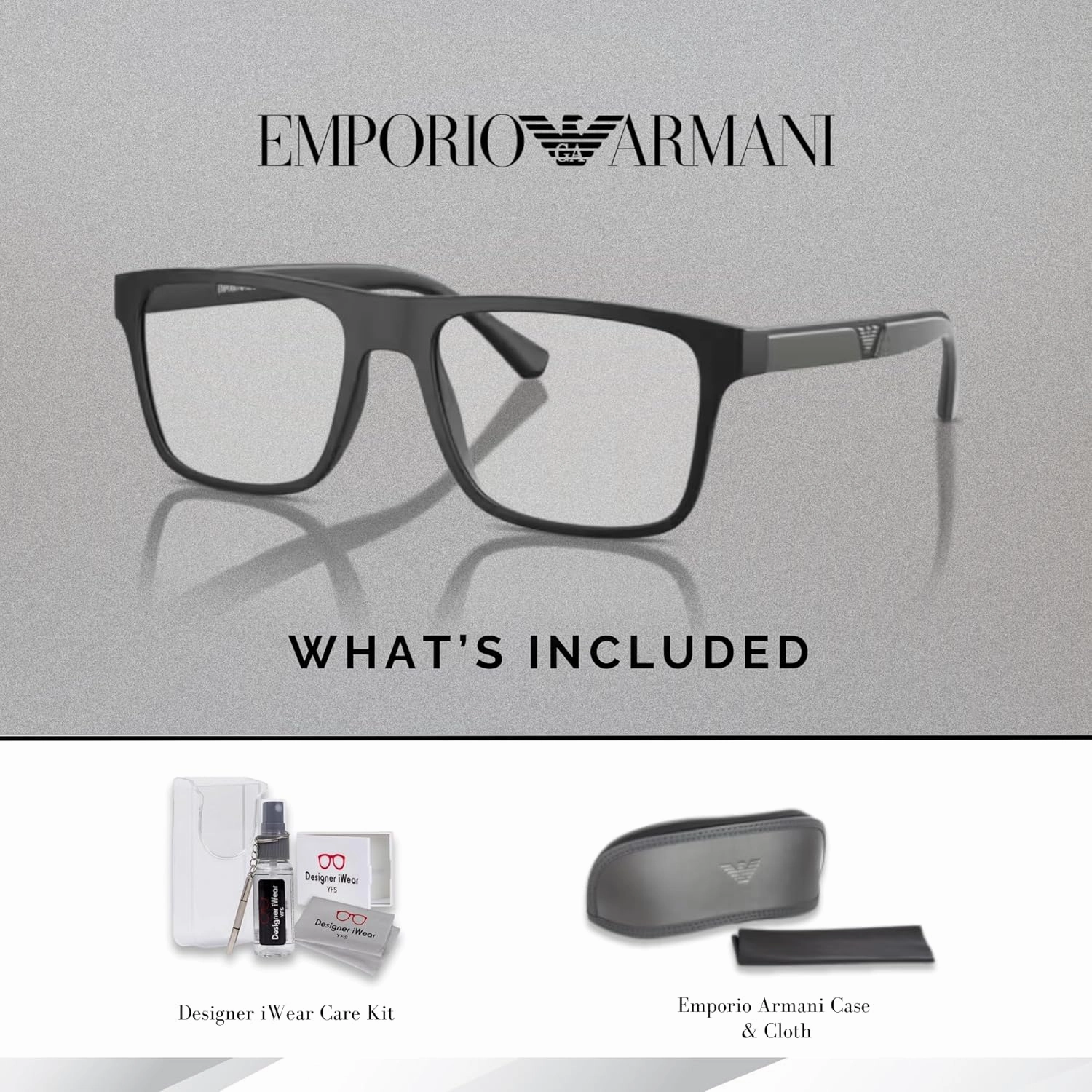 Emporio Armani EA4115 Square Sunglasses for Men   BUNDLE With Designer iWear Complimentary Eyewear Kit