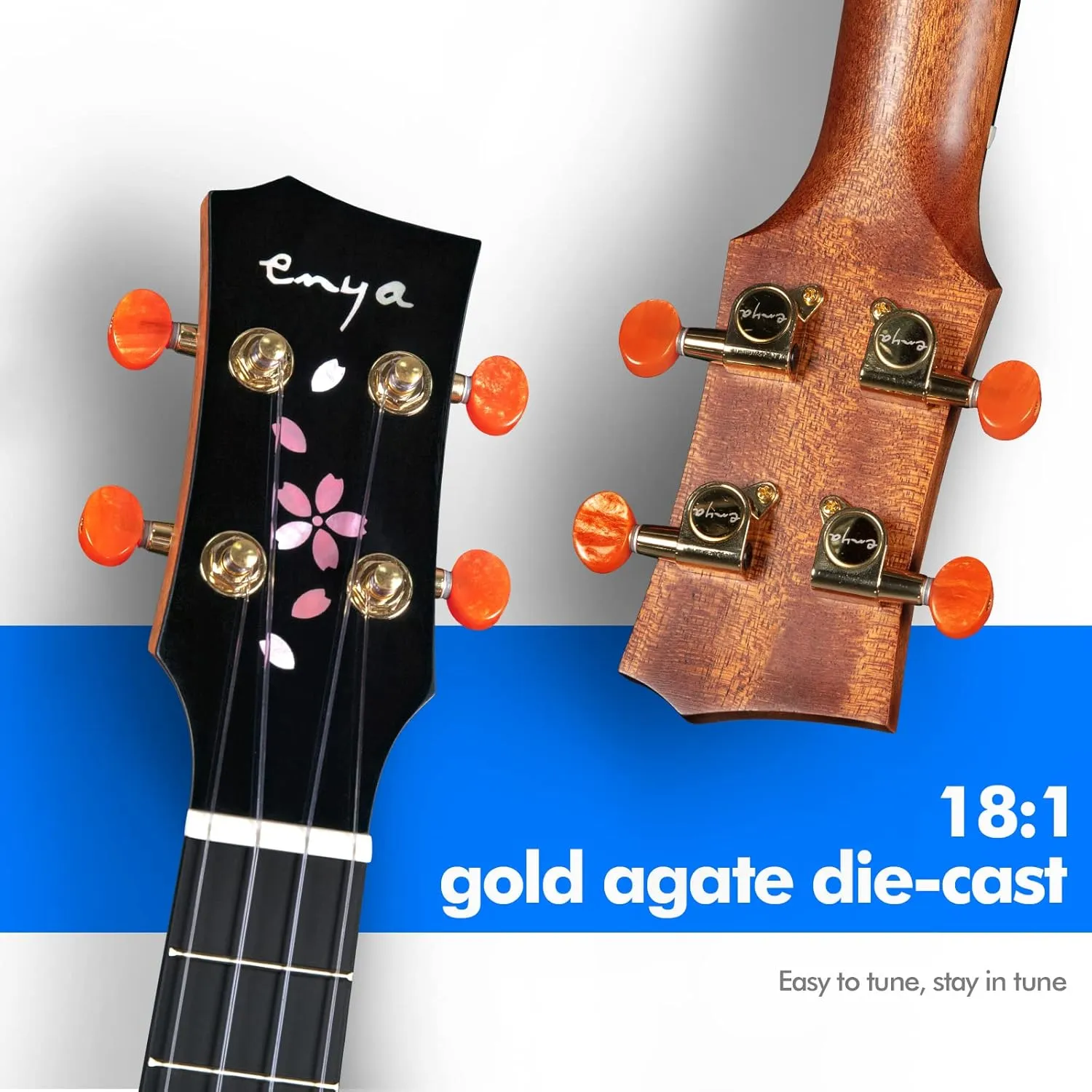 Enya Concert Ukulele 23 Inch all Solid Mahogany Ukelele for Beginners Adults - Ukalalee Bundle with Case, Tuner, Strap, Strings, Capo, Sand Shaker, Picks, Polish Cloth (EUC-MS)