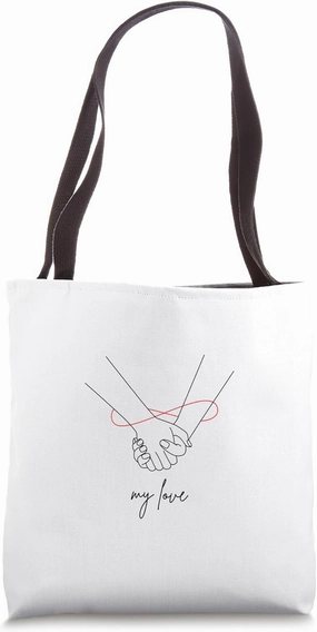 Eternal Bond Red Thread Minimalist Hands Love Design Tote Bag