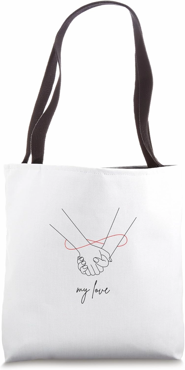 Eternal Bond Red Thread Minimalist Hands Love Design Tote Bag