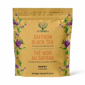 Eupherbia Saffron Black Tea, Handpicked, Highland Grown Whole Leaf Tea, Enriched with 3 Grams of Premium Saffron Threads, Brisk, Earthy, Aromatic, 227g (8 oz)