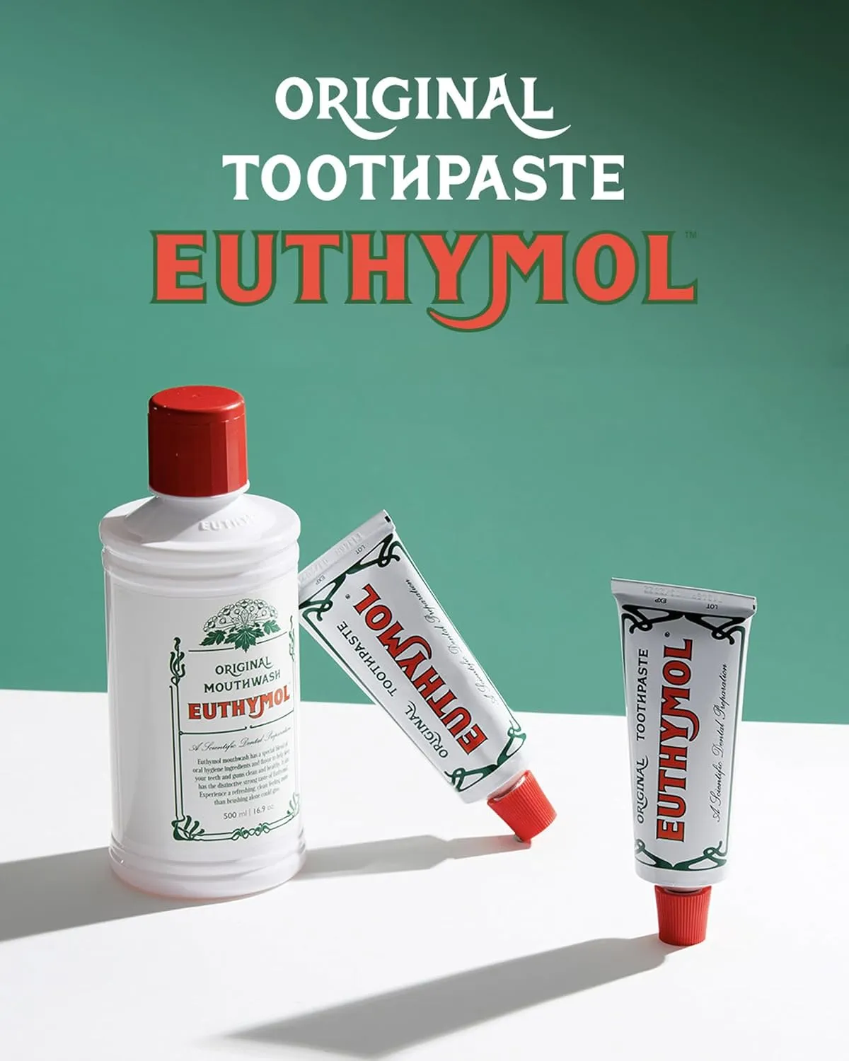 EUTHYMOL Original Toothpaste (3.7fl oz*3, Pack of 3) - Fluoride-Free Toothpaste for Sensitive Teeth & Gum. Bad Breath, Cavity Prevention, 12-Hour Long Lasting Freshness with Wintergreen