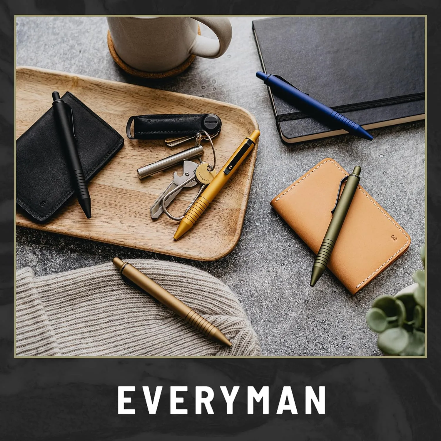 Everyman Military Super Matte Grafton Mini Click Pen, Pocket-Size Writing Utensil, Luxury EDC Premium and Bold Point Ballpoint Pens, Office Supplies, Fine Point, Smooth Writing Pen with Grooved Grip