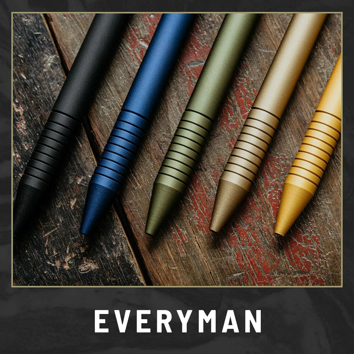 Everyman OD Green Super Matte Grafton Pen, Aluminum Pocket-Size Writing Utensil, Luxury EDC Premium and Bold Point Ballpoint Pens, Office Supplies, Fine Point, Smooth Writing Pen with Grooved Grip