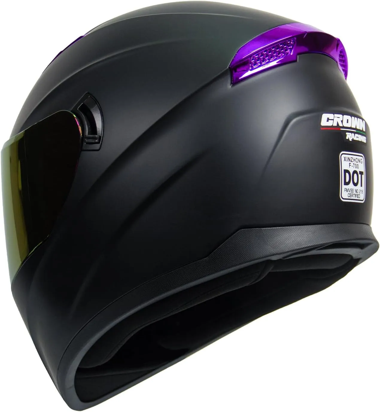 F 700 Black Full Fce Motorcycle Helmet, DOT Approved, for Men and Womens Motorbike Helmets