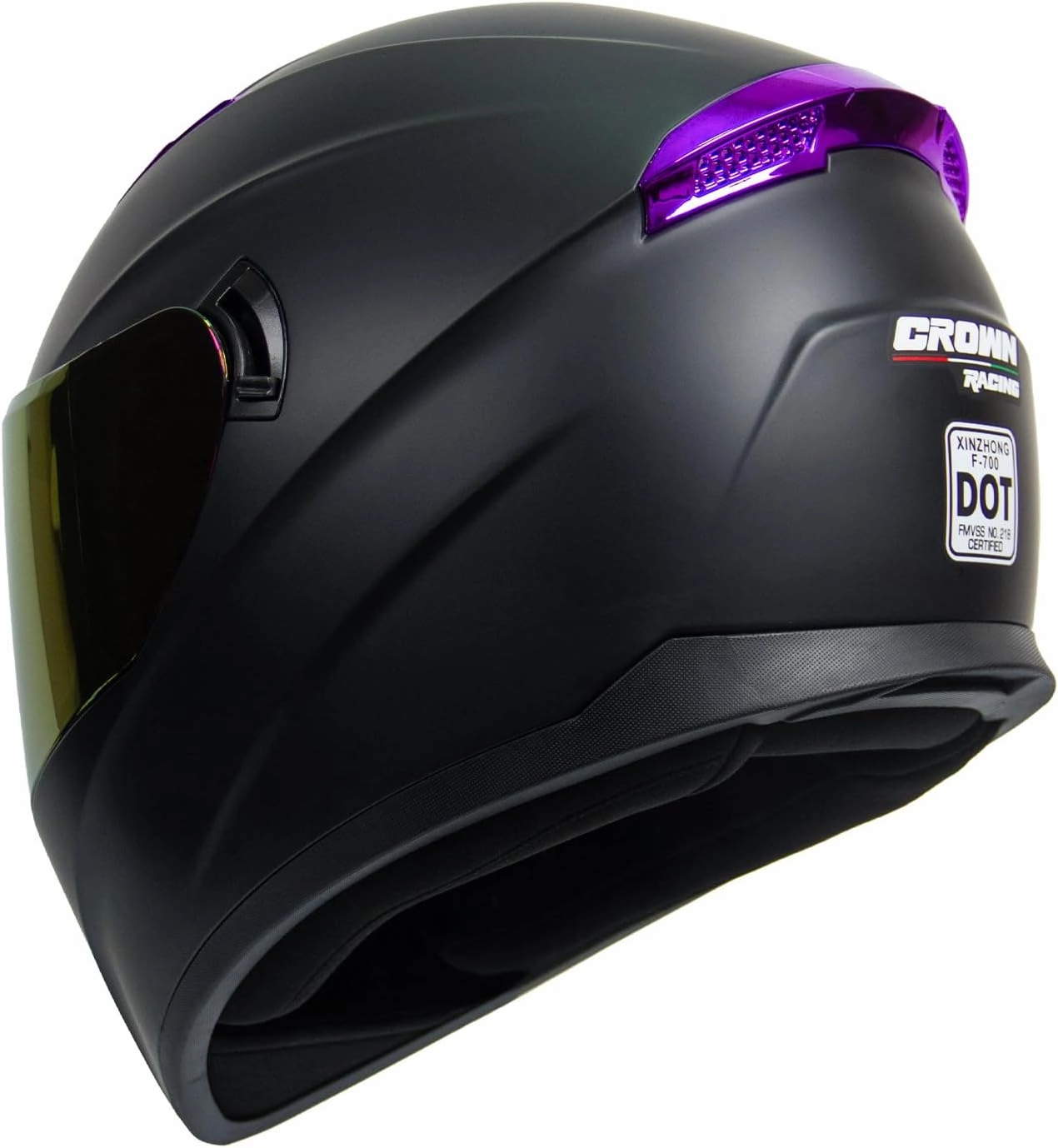F 700 Black Full Fce Motorcycle Helmet, DOT Approved, for Men and Womens Motorbike Helmets