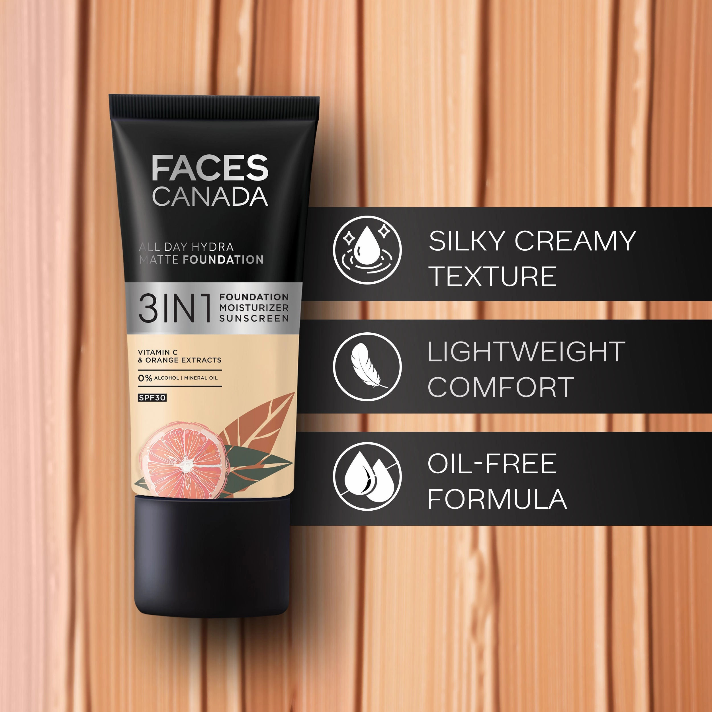 Faces Canada All Day Hydra Matte Foundation I 3 in 1 Matte Foundation  Moisturizer SPF 30I 24 HR Aloe Hydration & Vitamin C I Absolute Ivory 012 25 ml