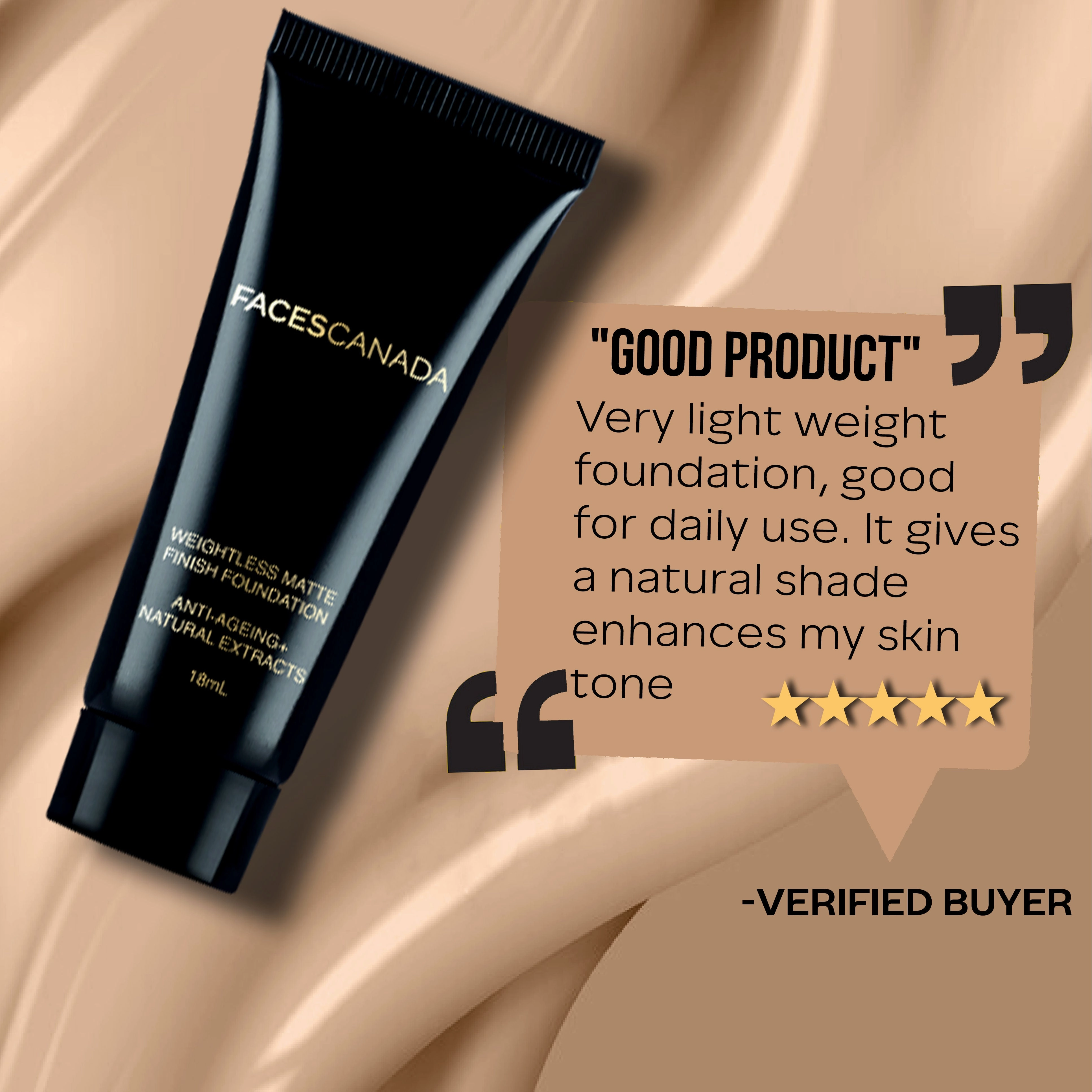 Faces Canada Weightless Matte Foundation | Grape extracts & Shea Butter|Natural Matte Finish | Dermatologically Tested | All Skin Types | Natural 18ml