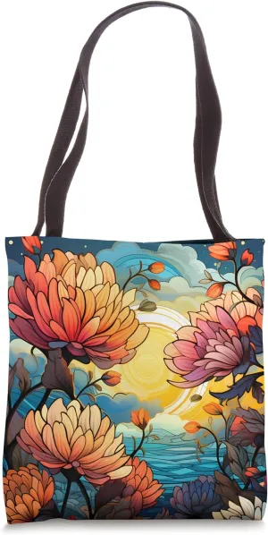 Fall Flowers Orange Pink Autumn Sunset Harvest Farmhouse Tote Bag