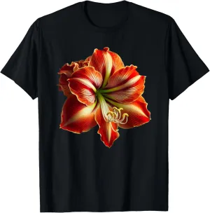 Fantastic Gorgeous Red Amaryllis Flower Shapes Mania T-Shirt