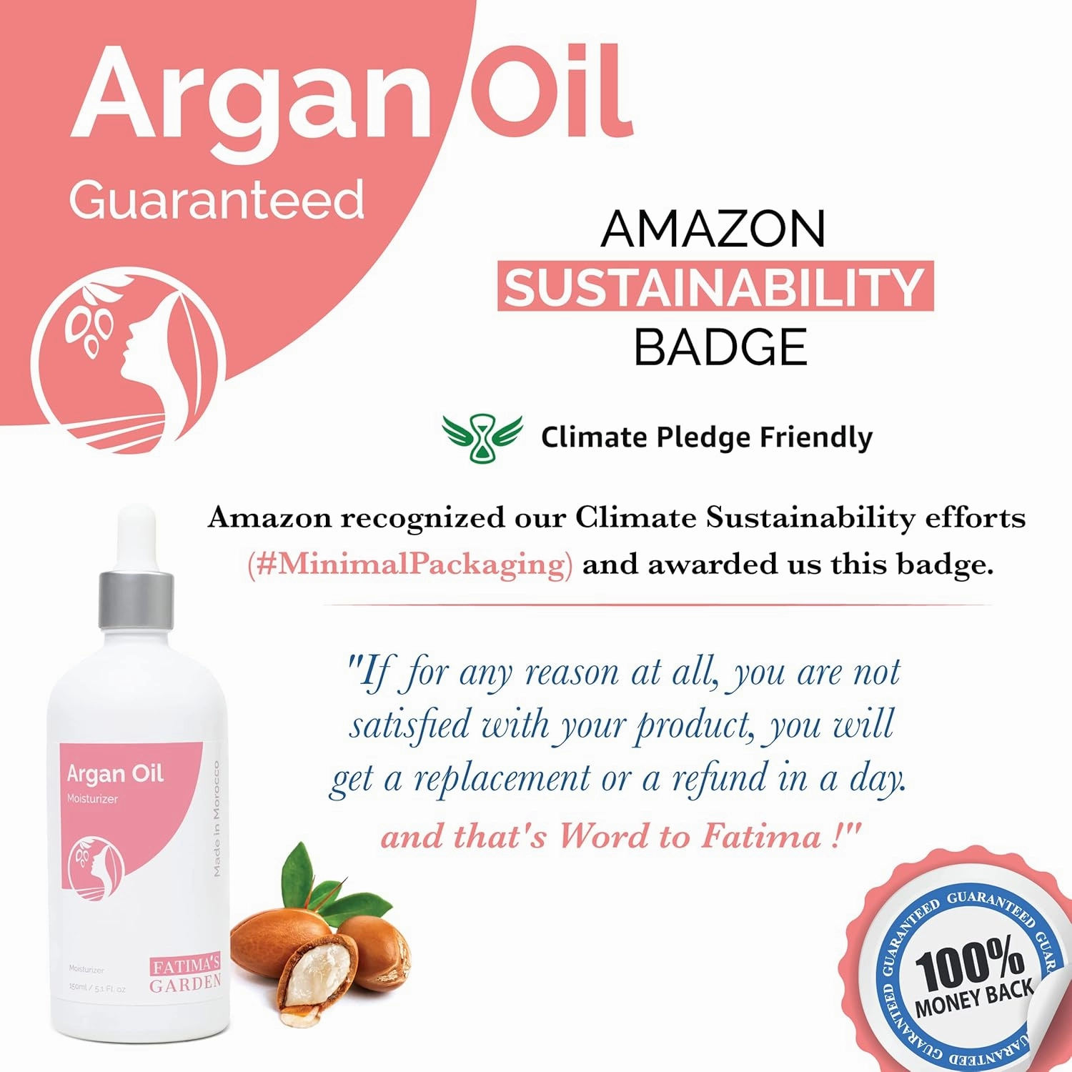 Fatima's Garden Argan Oil - Organic Moisturizer for Skin & Hair, 150ml